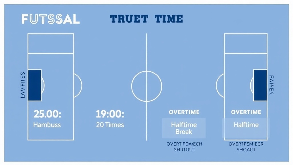 전반 후반 20분씩과 하프타임 휴식 시간을 보여주는 풋살 경기 시간 구성도